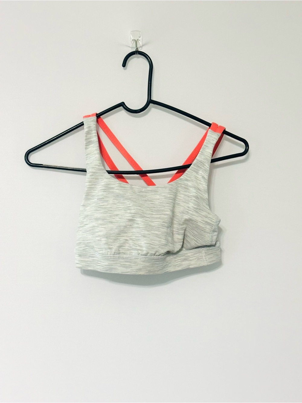 Lululemon size 2 Heather Gray Sports Bra with Coral Straps
